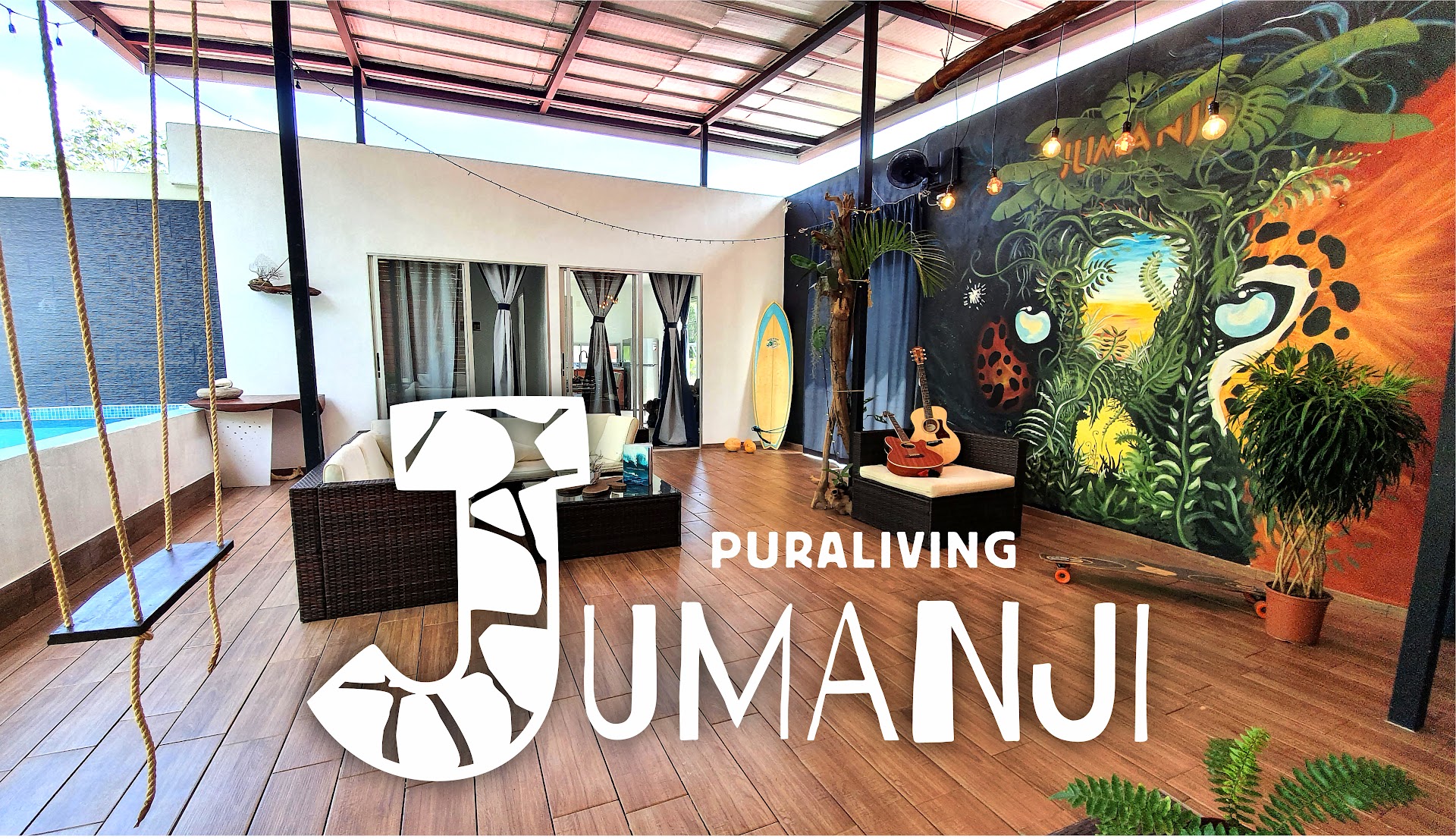 Espacio común con mural Jumanji